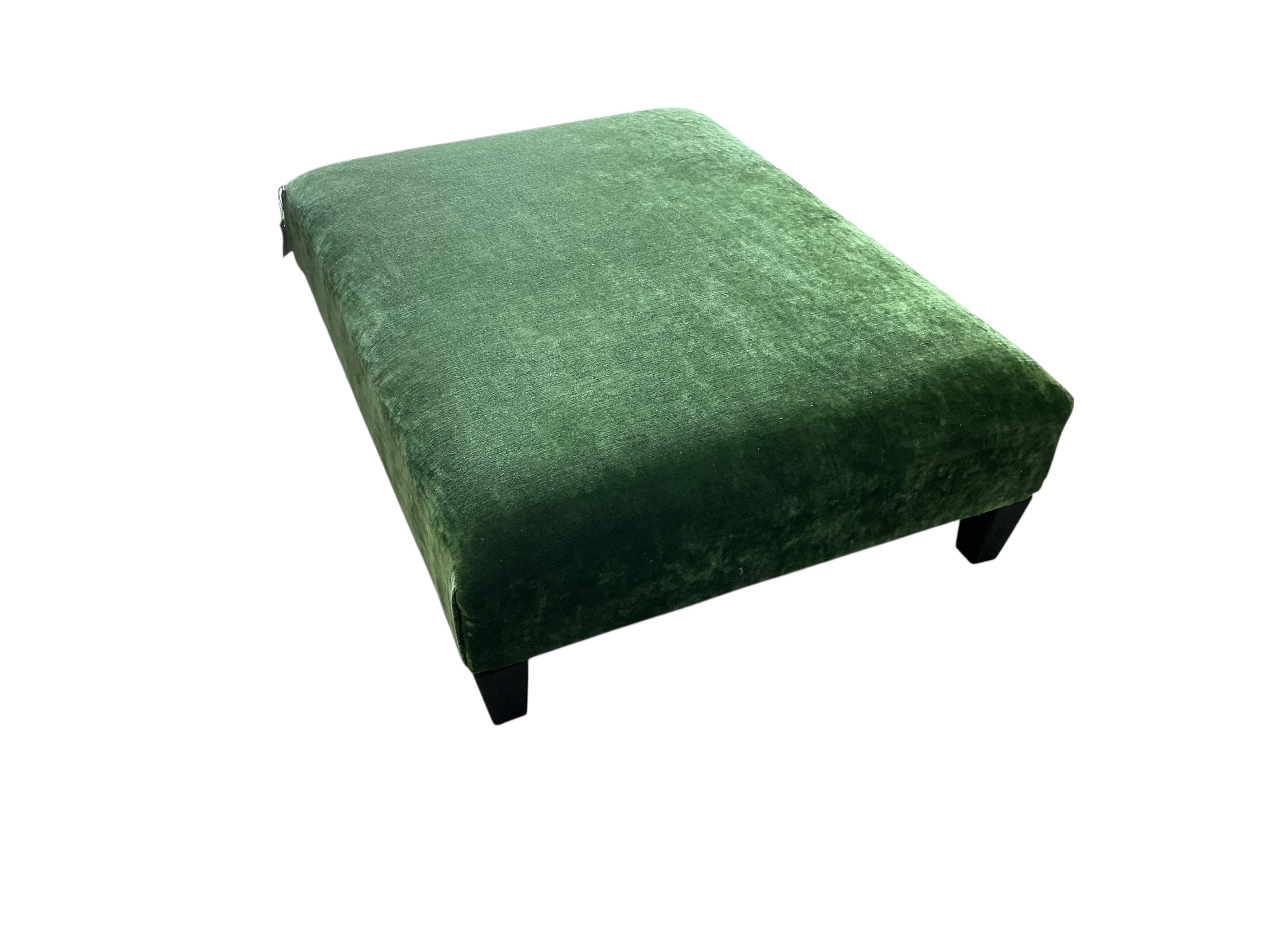 A Contemporary rectangular green velvet footstool, width 79cm, depth 104cm, height 32cm